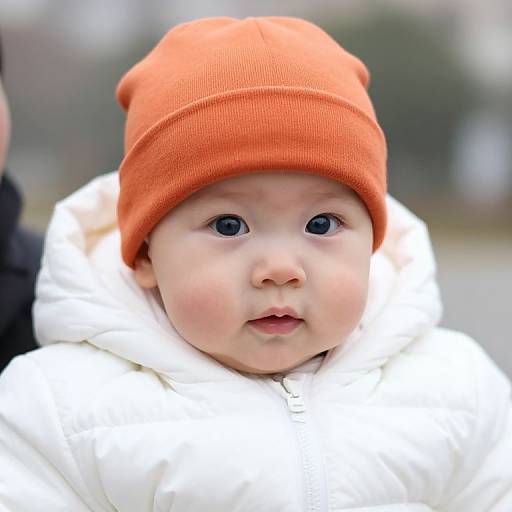 Blue-Eyed Baby in Winter Attire