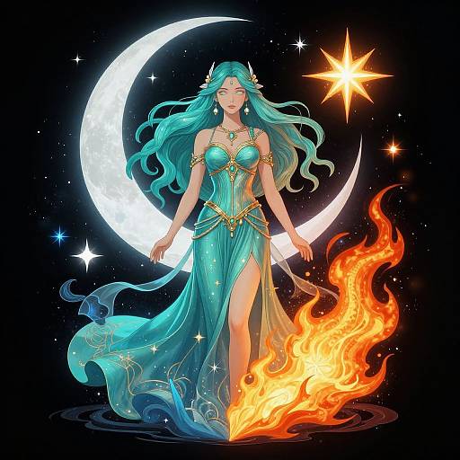 Celestial Woman with Dual Elements