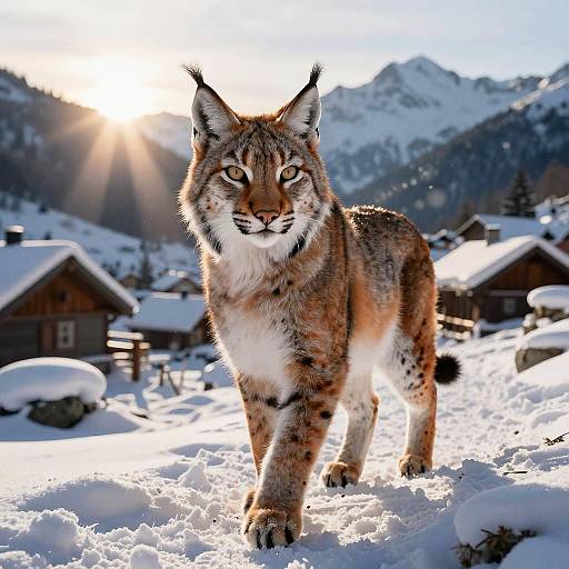 Vigilant Lynx in Alpine Twilight