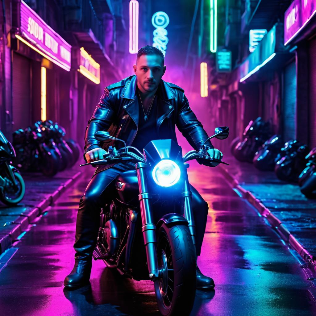 Tom Hardy Riding in Neon Adventure