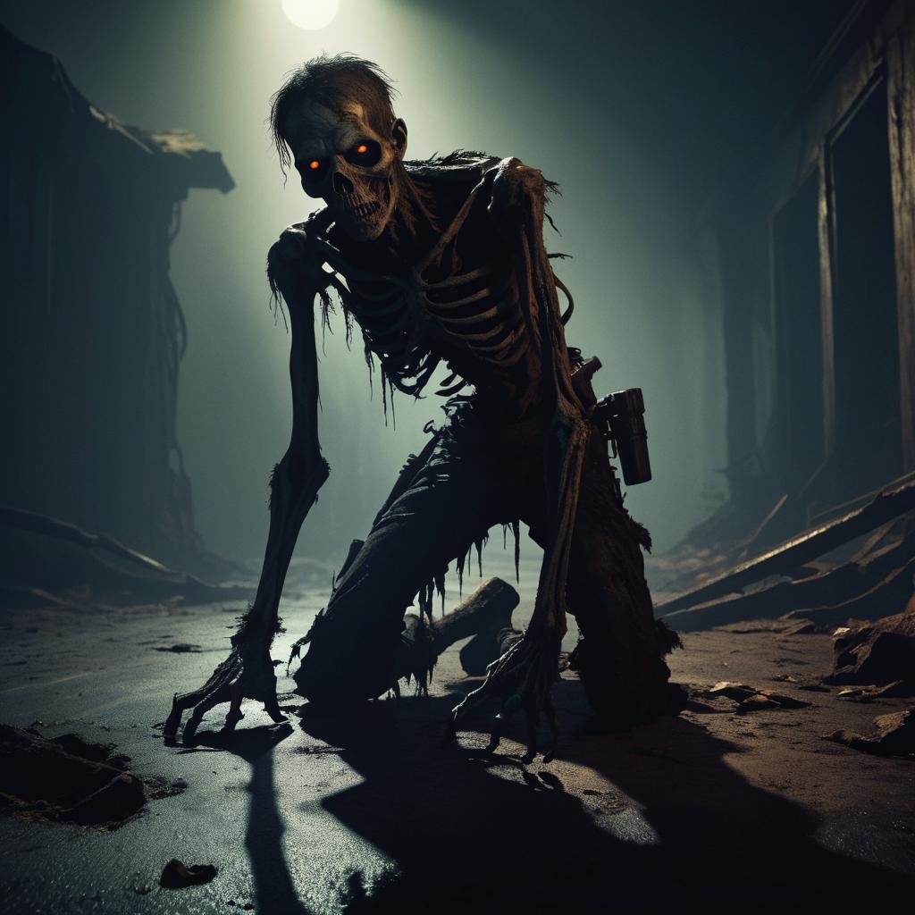 Grotesque Zombie in Eerie Atmosphere