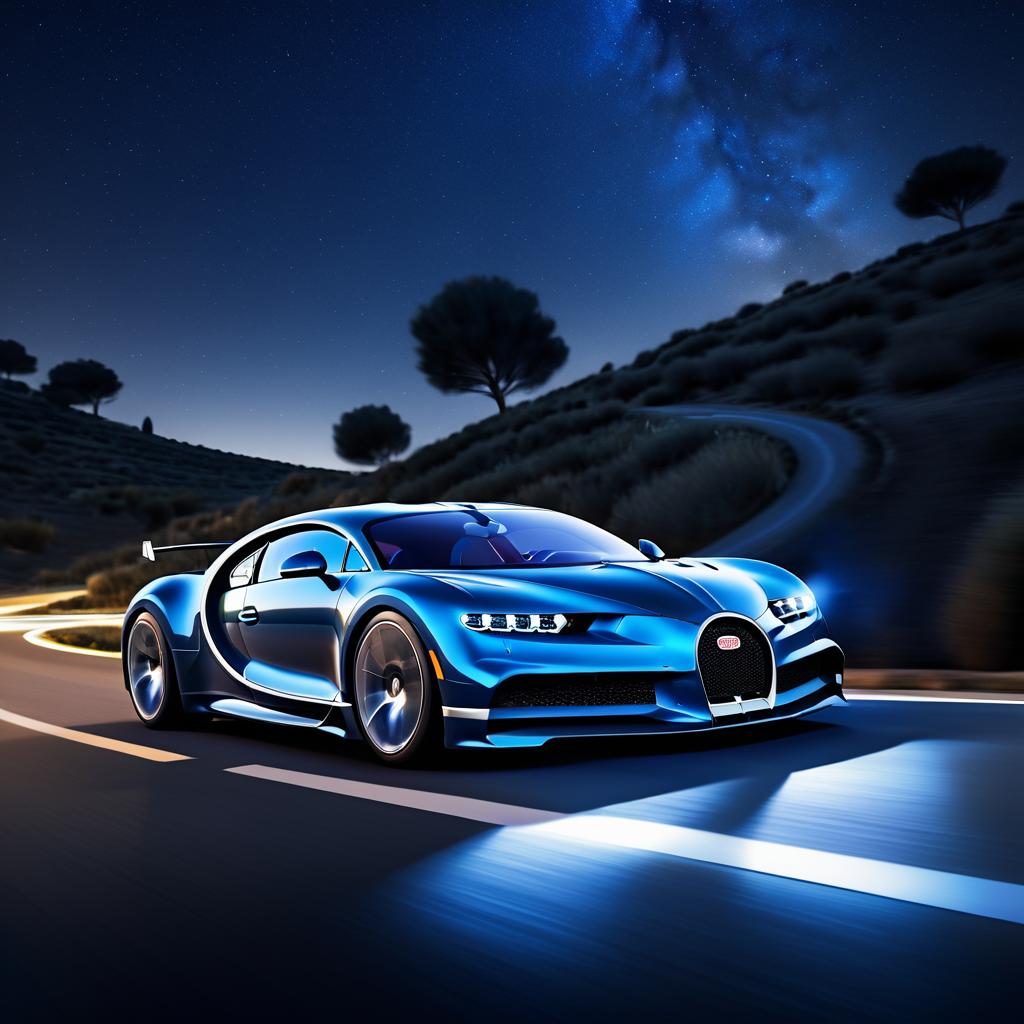 Bugatti Chiron Racing Under Starry Skies