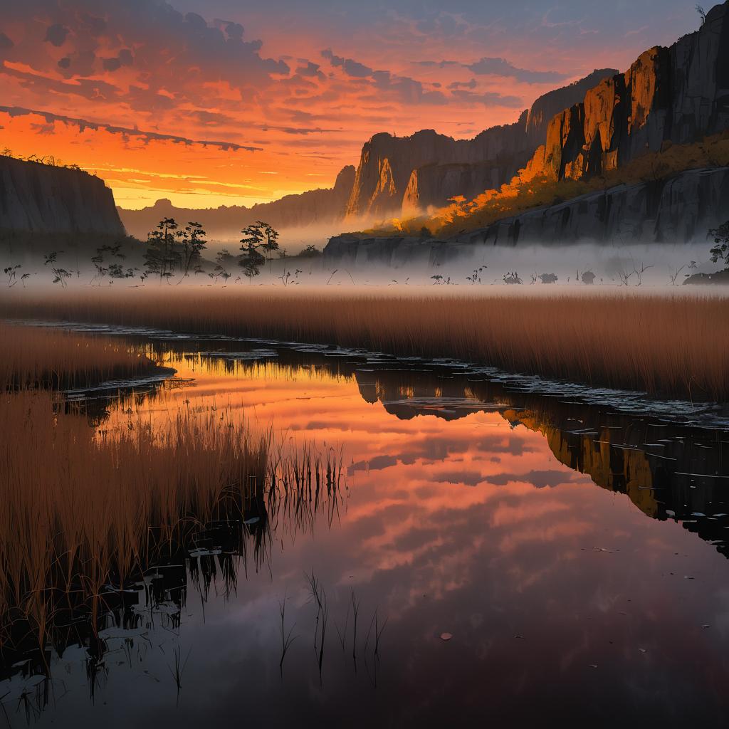 Misty Dawn Over a Diverse Bogscape