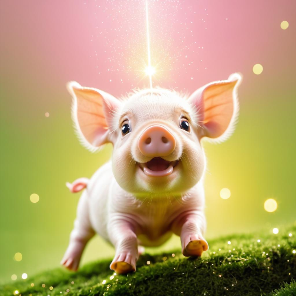 Playful Piglet with Radiant Glow