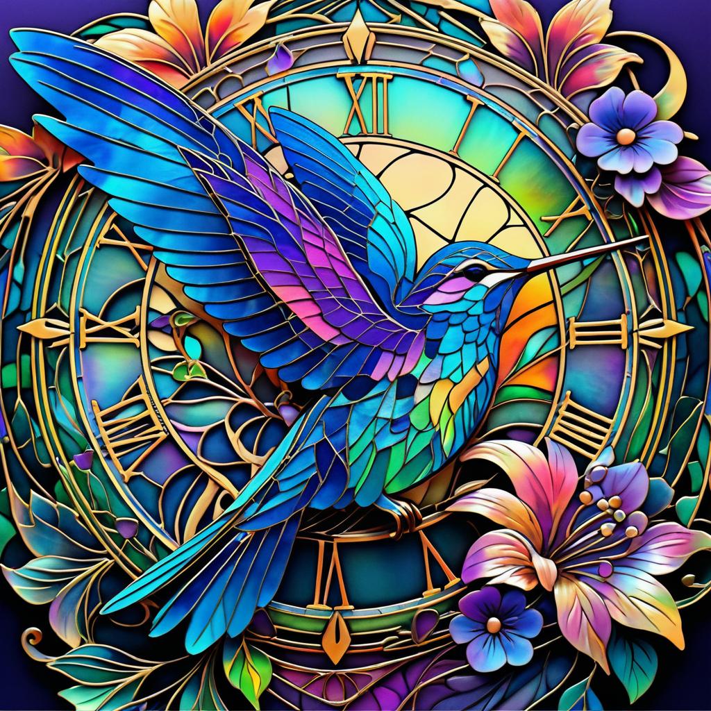 Vibrant Art Nouveau Hummingbird Artwork