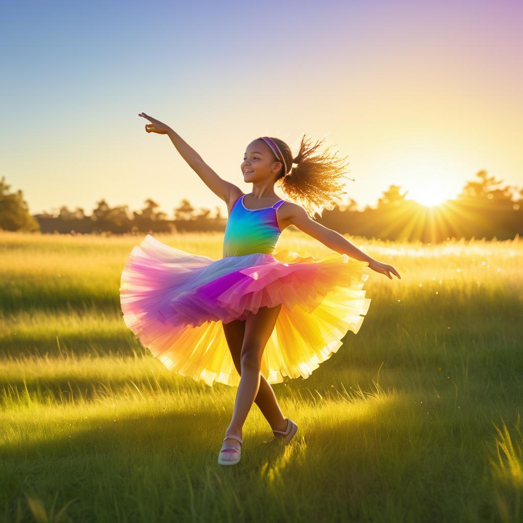 Joyful Twirls in a Sunlit Meadow