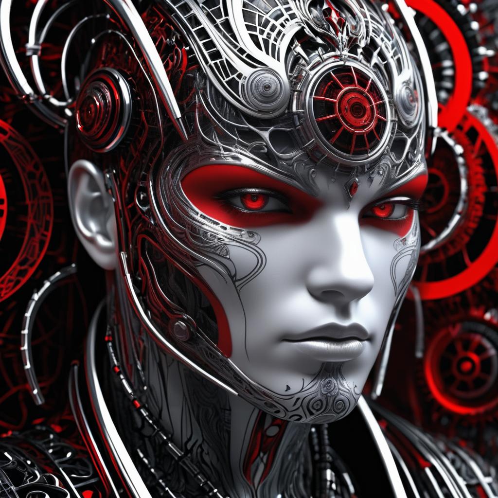 Intricate Synthetic Mechanic Face Design