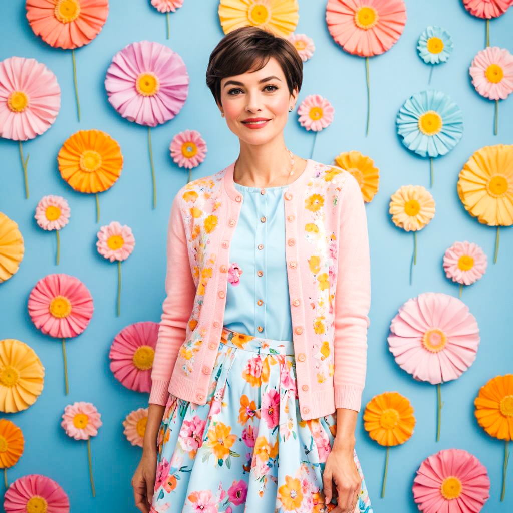 Playful Young Woman in Colorful Attire