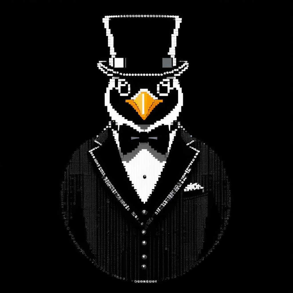 Dapper Penguin ASCII Logo in 8K Detail