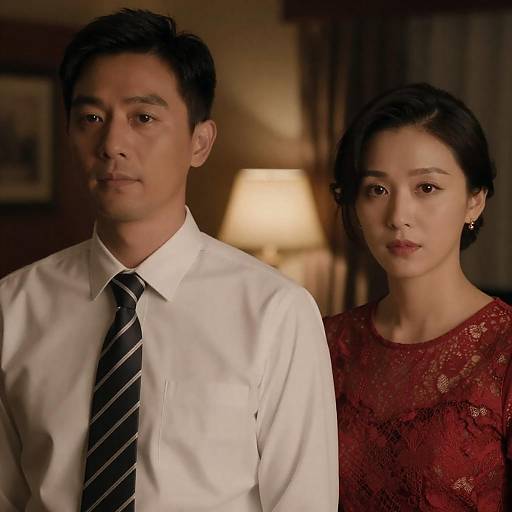 Dimly Lit Portrait of Asian Couple