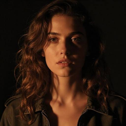 Half-Lit Woman Portrait with Orange Light