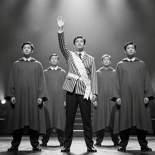 Dramatic Stage Scene in Black and White