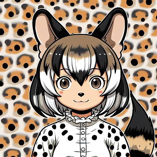 Illustration of African wild dog (kemono friends), kemono friends in the style of Yabuki kentarou