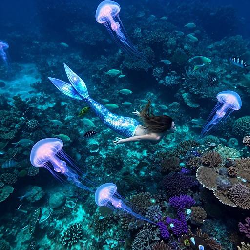 Dreamlike Underwater Mermaid Fantasy