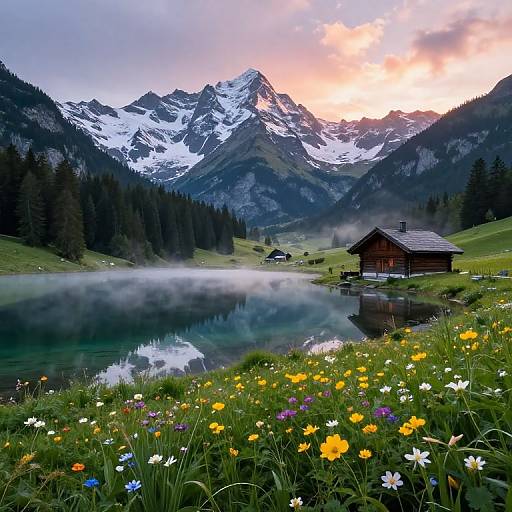 Austrian Alpine Sunrise Landscape