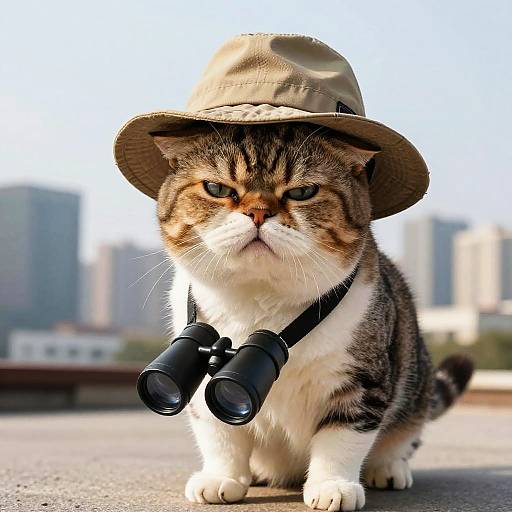 Spoiled Cat Caricature with Urban Dog