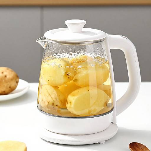 Boiling Potatoes in Transparent Kettle