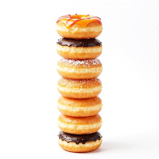 Vibrant Stack of Seven Donuts