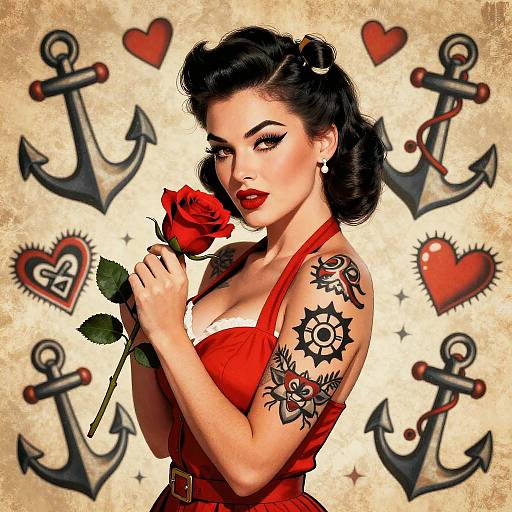 American Traditional Pinup Femme Fatale