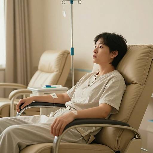 Chemotherapy Patient in Warm Hospital Setting