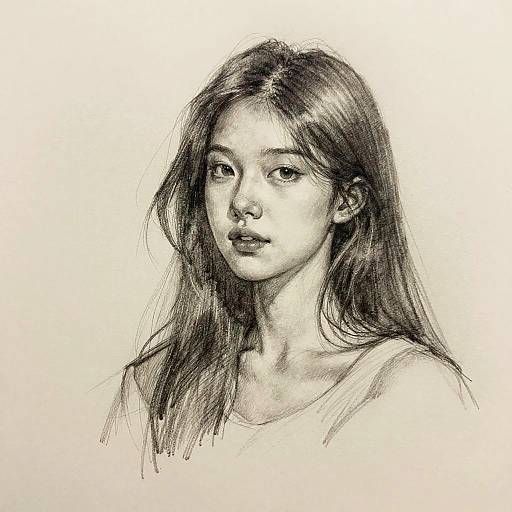 Monochrome Sketch of Young Woman