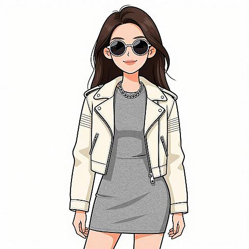 Trendy Woman in Grey Mini Dress