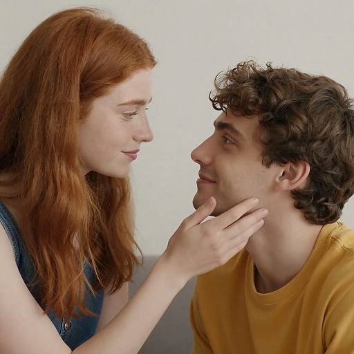 Intimate Close-Up: Redhead and Man