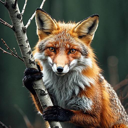 Fox Holding Tree Branch