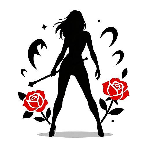 Buffy the Vampire Slayer Silhouette with Roses
