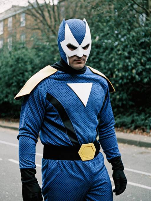 Man in Blue Jersey Superhero Costume