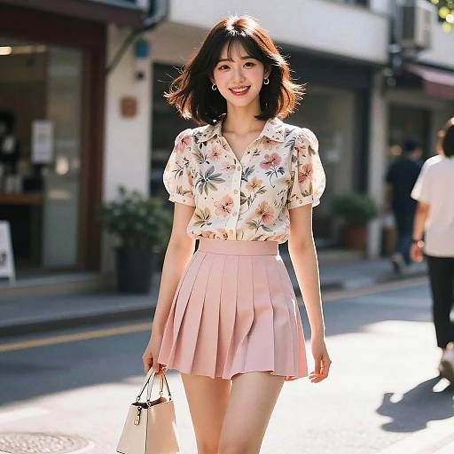 Sunlit K-pop Street Fashion Portrait