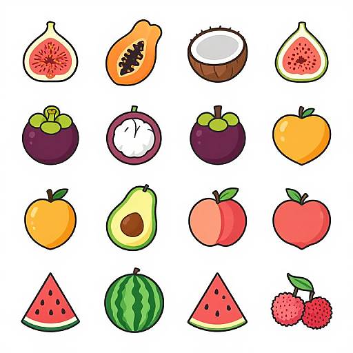 Line Style Fruit and Veggie Icons