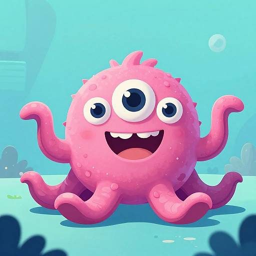 Playful Pink Alien Monster Character