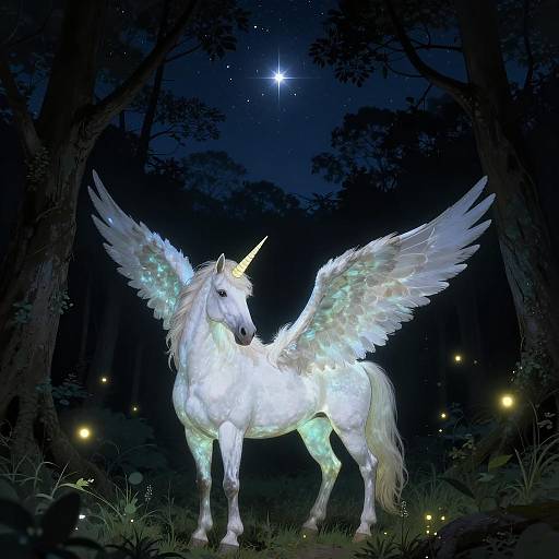 Magical Night Pegasus with Glowing Wings