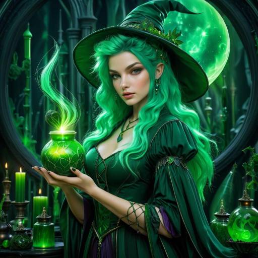 Enchanting Witch in Dark Fantasy Realm