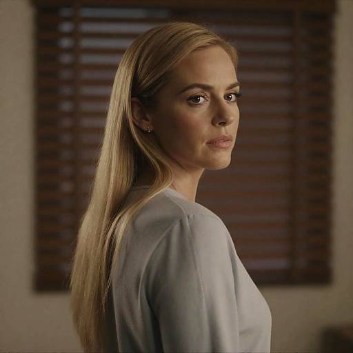 Serious Blonde Woman in Soft Lighting