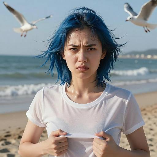 Stunning Beach Portrait of an Angry Beauty