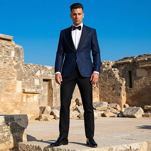 Man in Midnight Blue Paisley Jacket