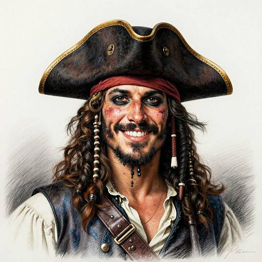 Pirate Captain Pencil Portrait