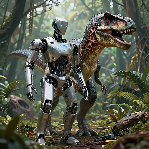 Humanoid Robot and Dinosaur Fusion