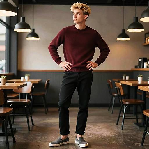 Confident Young Man at Urban Café