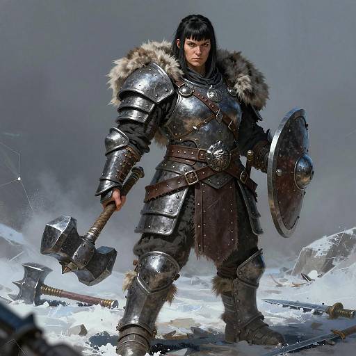 Cinematic Female Dwarf Warrior Illustration