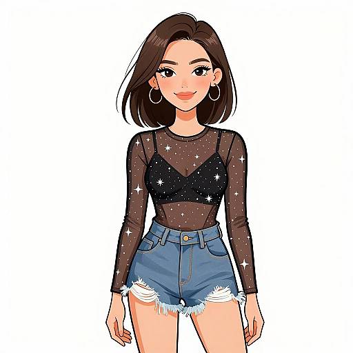 Smiling Woman in Edgy Casual Outfit