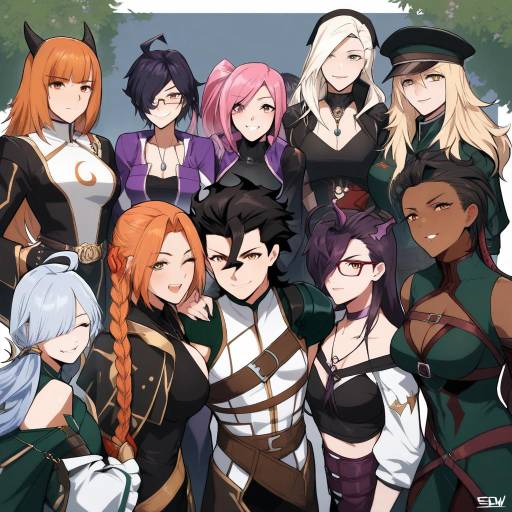 Fantasy Gathering of Colorful Characters