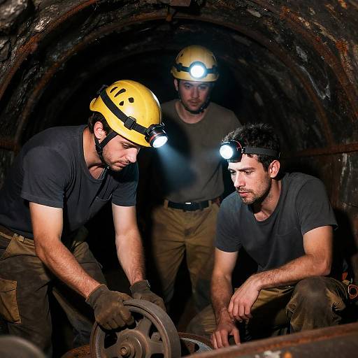 Adventurers Exploring a Mysterious Tunnel