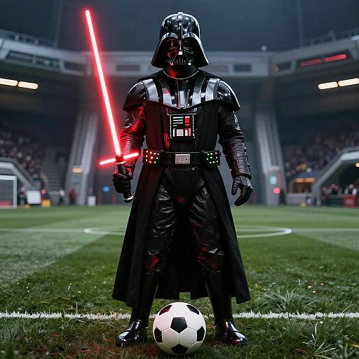 Messi as Darth Vader on Futuristic Soccer Field