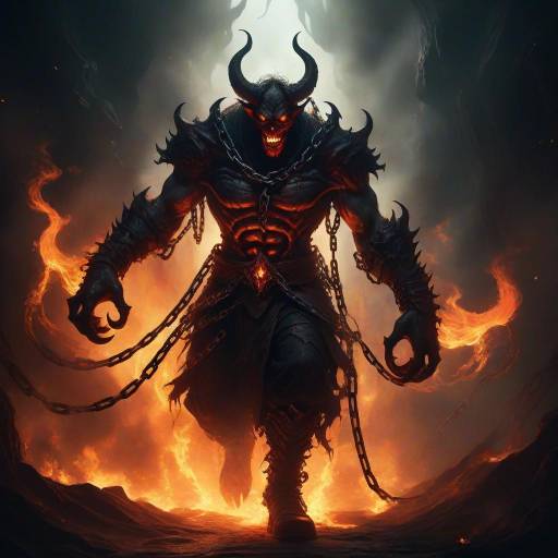 Demonic Warrior with Flaming Chains