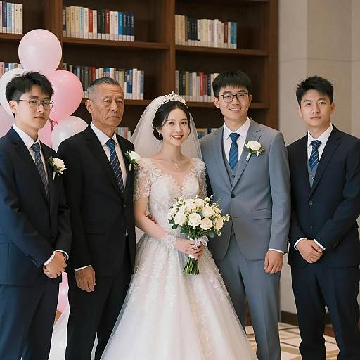 Charming Wedding Scene with Five Guests