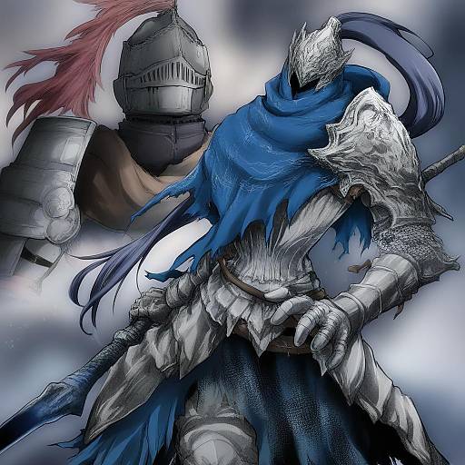 Illustration of Artorias the abysswalker, dark souls (series) in the style of Kon-kit