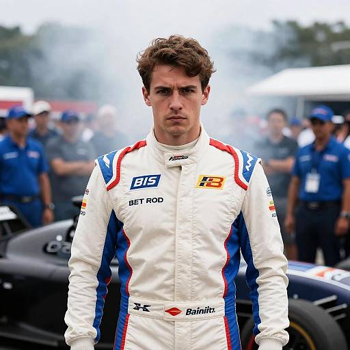 Intense Race Car Driver in Action